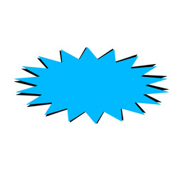 Flat light blue starburst explosion shape with sharp edges. Comic-style burst graphic for labels, stickers, and pop art designs