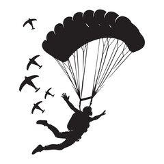 Minimalist Skydiving Silhouette Vector
