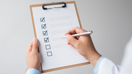 Person holding clipboard with checklist can experience computer vision syndrome from prolonged screen use