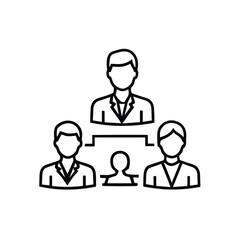 Business Hierarchy Icon An illustrative depiction of a business hierarchy, showcasing the interconnectedness of roles and relationships within a company structure.