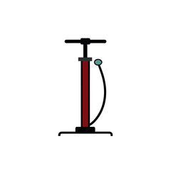 Vector art of bicycle air pump with gauge, isolated on white background