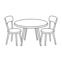 Minimalist Line Art Illustrations of Dining Tables and Chairs — Perfect for Furniture, Interior Design, and Modern Vector Projects, Illustration, Graphic Design
