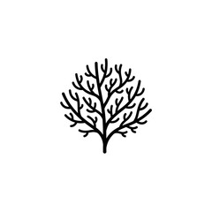 Abstract Tree Silhouette: Minimalist Branching Design on a White Background for Nature and Simplicity
