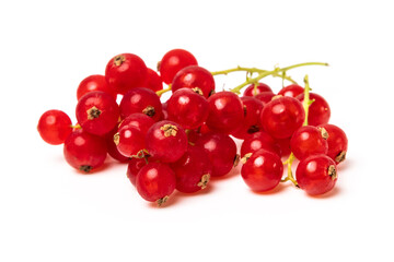 Organic ripe tasty organic berries red currant isolated on white studio background