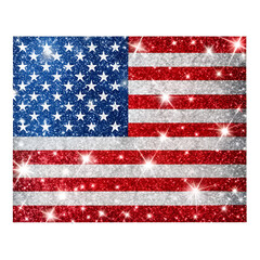 Fototapeta premium Sparkling american flag with glitter effect, representing celebration and national pride isolated on transparent background