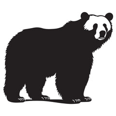 Obraz premium Vector art of black and white panda bear silhouette isolated on white background