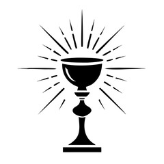 Chalice with rays emanating upward, symbolizing grace and hope. This chalice, depicted with radiating rays, offers a visual representation of spiritual enlightenment and divine presence.