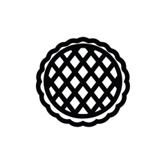 Vector art of a black and white illustration of a pie with a lattice top isolated on white background
