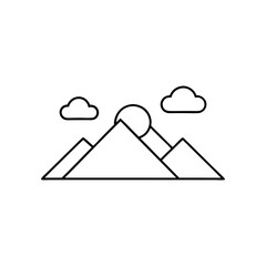 minimal-mountain-line-art-with-sun-and-clouds-for-.eps