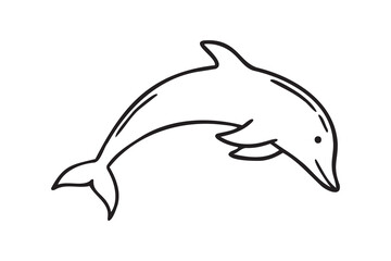 dolphin doodle hand drawn icon set. Outline drawing dolphin line clipart symbol collection