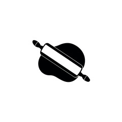 Vector art of rolling pin on dough isolated on white background