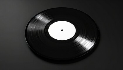 Black vinyl record with blank label representing nostalgia, retro music culture, analog sound, or timeless classic entertainment formats