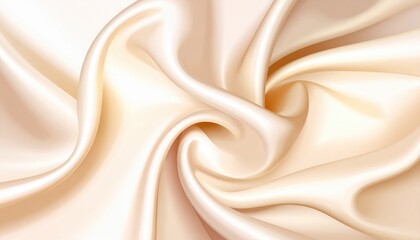 Soft swirling champagne-colored satin fabric illustrating luxury, texture and elegance ideal for background themes in fashion or product branding