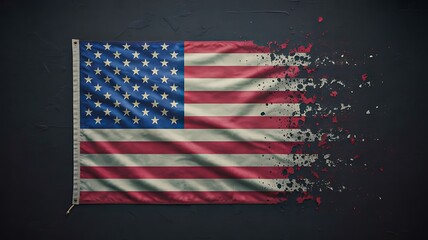 Vintage american flag with dissolving particle effect