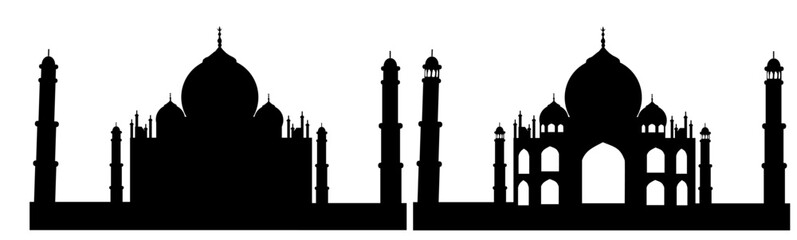 Fototapeta premium cityscape silhouette vector illustration Taj mahal