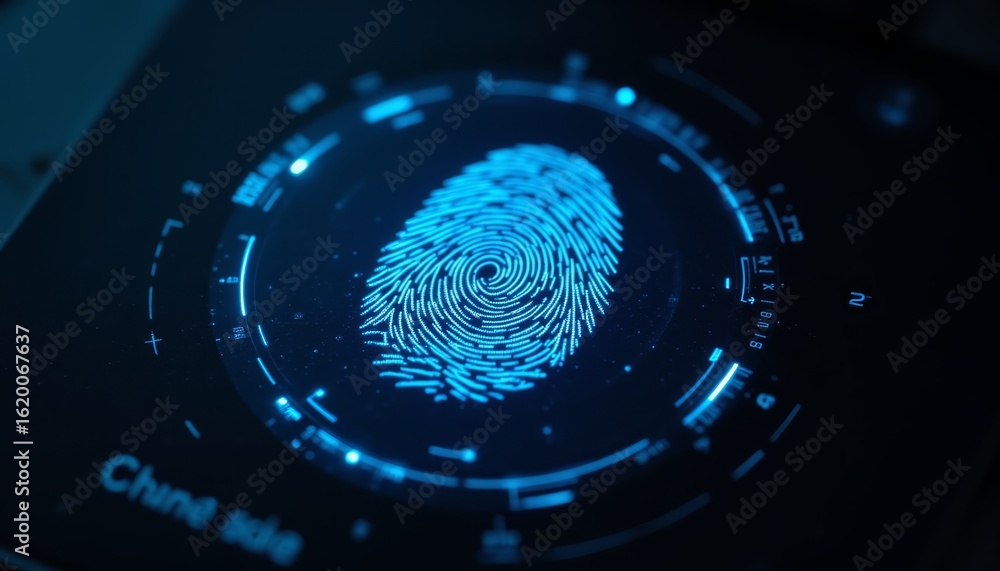 Poster smartphone security, fingerprint scan vulnerability on mobile touchscreen data protection and access
