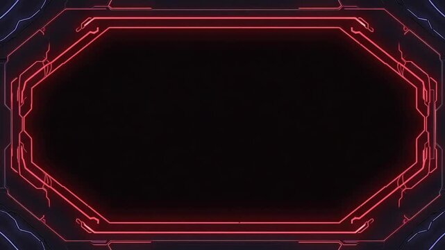 Futuristic digital frame with glowing red lines