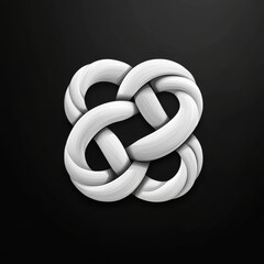 White knot on black background.