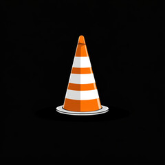 Traffic cone on black background.