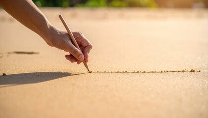 Hand Writing in Sand on Beach