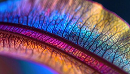 Colorful Detailed Close Up Leaf Veins
