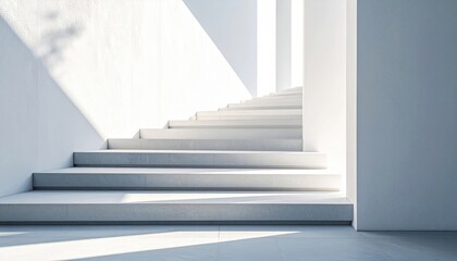 Empty White Stone Staircase in Modern Interior Design