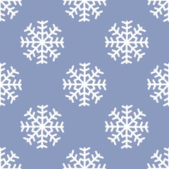 White snowflake pattern on blue background. Winter-themed design perfect for Christmas, holiday decor, wrapping paper, or seasonal projects.