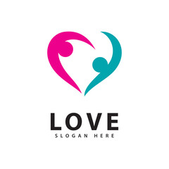 Human Heart Love Logo Vector - Charity and Health Concept