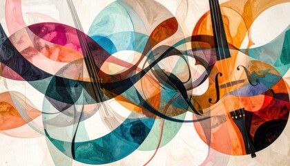 Abstract Colorful Violin Art Design