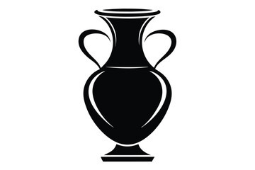 Simple Silhouette Illustration of Ancient Greek Amphora Vase with Two Handles