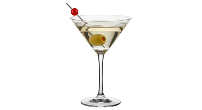 Isolated Martini Glass with Olive