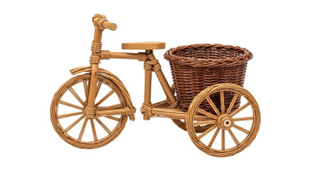 Fototapeta premium Isolated Decorative Wicker Tricycle with Basket