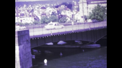 Zurich cityscape and river limmat in the summer of 1974