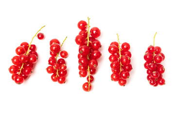 Organic ripe tasty organic berries red currant isolated on white studio background