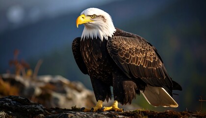 Majestic eagle perched on a rock