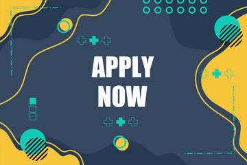 Vector banner. Megaphone with apply now speech bubble. Loudspeaker. Banner for business, marketing. Banner design vector illustration.