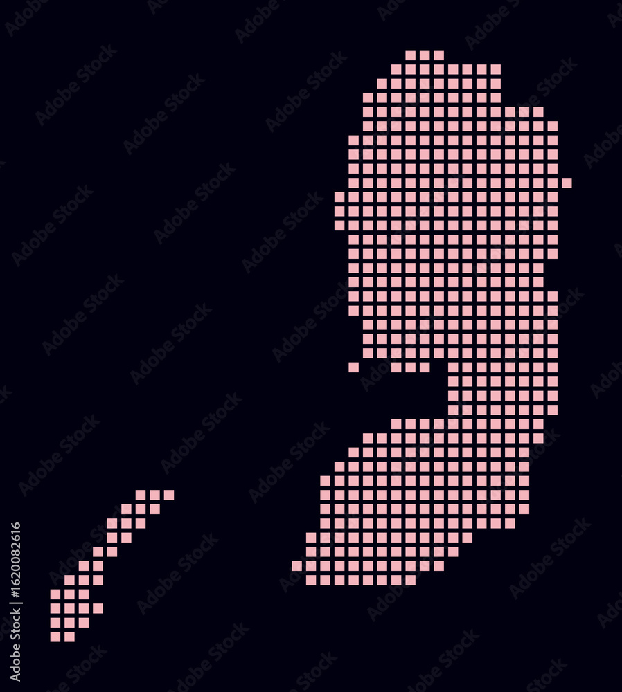 Aufkleber palestine dotted map. digital style map of the country on dark background. palestine shape with squa