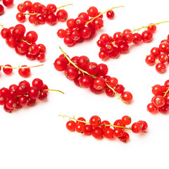 Organic ripe tasty organic berries red currant isolated on white studio background