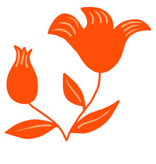 retro style orange color plants