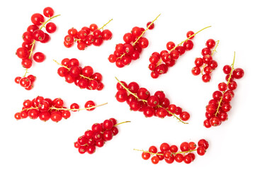 Organic ripe tasty organic berries red currant isolated on white studio background