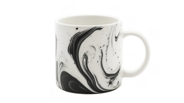 This sleek mug has a stylish black and white marble design, perfect for enjoying hot drinks at home or work