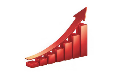 Growing business 3d arrow on white, Profit red arrow, Vector illustration. Business concept, growing chart. Concept of sales symbol icon with arrow moving up. Economic Arrow With Growing Trend. 