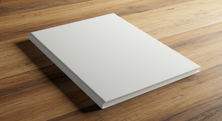 Fototapeta premium Clean mockup of blank notebook cover on wooden desk