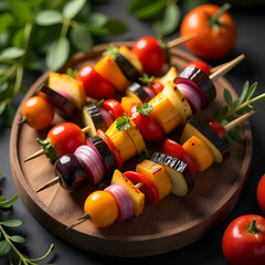 These skewers are a true celebration of natures colorful bounty showcasing a variety of seasonal vegetables in all their vibrancy.