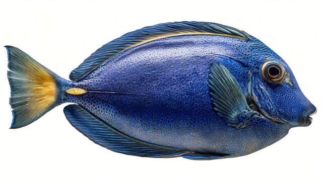 Detailed close-up of a vibrant blue fish