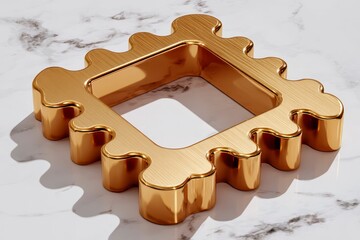 Gold ornate frame on marble