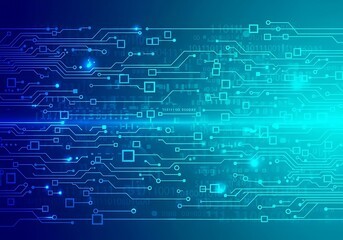 Abstract circuit board design with binary code background