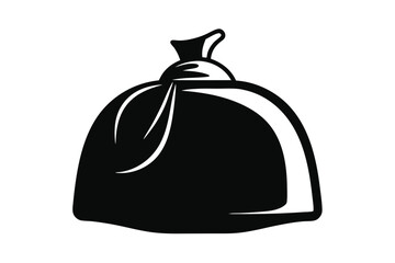 Black Garbage Bag Tied at Top, Illustrative Style, Isolated Object
