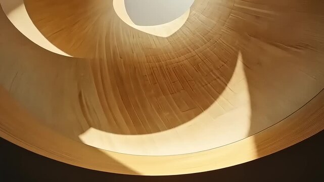 Captivating Wooden Dome Interior with Graceful Curves and Striking Light interplay