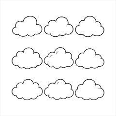 Captivating Cloud Line Art Vector Bundle Set Illustration for Digital and Print Graphics.